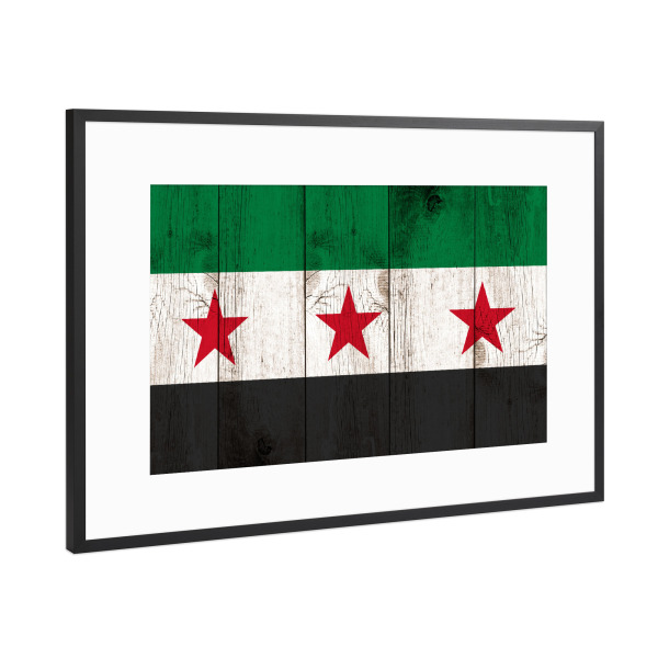 Poster mit Rahmen Schwarz (Metallic) "The Syrian Flag" artboxONE - Reise,Reise / Asien,Reise / Länder