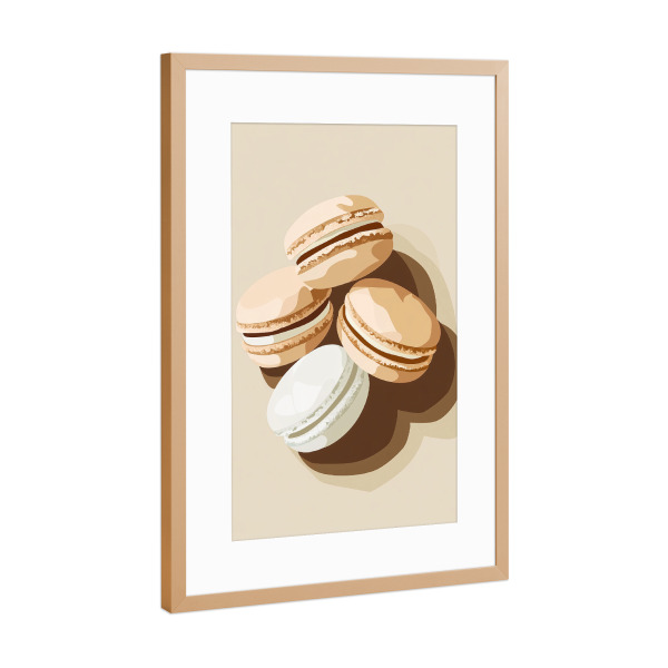 Poster mit Rahmen Kupfer "Süße Französische Macarons" artboxONE - Essen & Trinken
