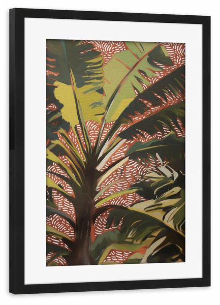 Poster mit Rahmen schwarz "Natur Palmen im Wind" artboxONE - Natur,Floral,Abstrakt