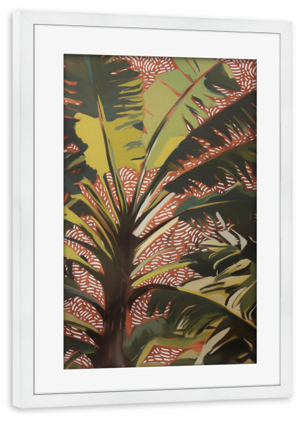 Poster mit Rahmen weiß "Natur Palmen im Wind" artboxONE - Natur,Floral,Abstrakt
