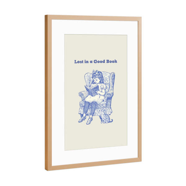 Poster mit Rahmen Kupfer "Verloren in einem guten Buch" artboxONE - Für Kinder,Menschen