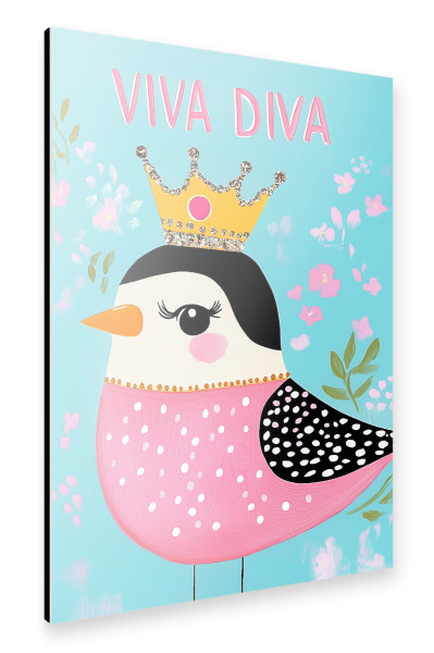 Alu-Dibond "Viva-Diva Vogel Glitter" 75x50 cm artboxONE