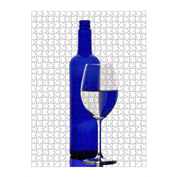 Puzzle Ravensburger "Blaue Weinflasche" artboxONE - Abstrakt - Wein,Flasche,Weinflasche,Bar,Restaurant,Bunt,Farbig,Farbe,Weinglas,Spiegelung
