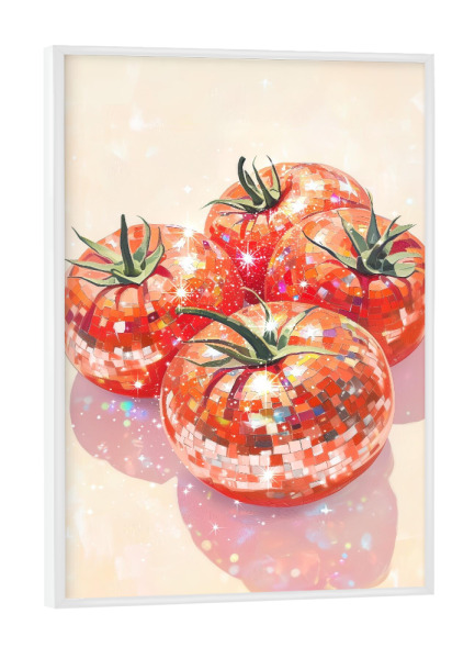Poster mit weißem Rahmen "Tomatendisco" artboxONE - Essen & Trinken,Fashion,Essen & Trinken / Obst & Gemüse