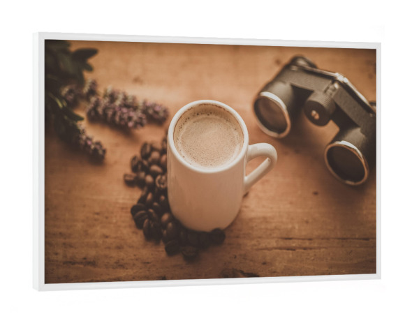 Poster mit weißem Rahmen "Retro Mediterraner Espresso" artboxONE - Natur,Essen & Trinken