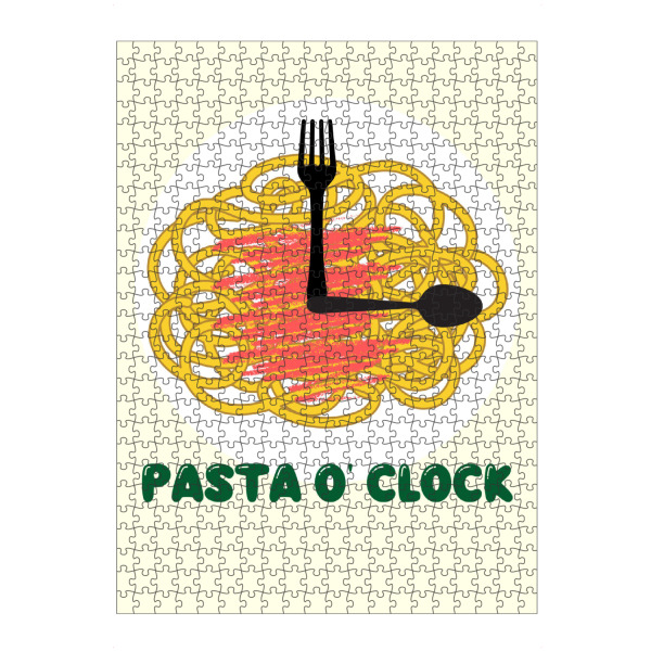 Puzzle Ravensburger "PASTA O' CLOCK" artboxONE - Essen & Trinken - Food,Pasta,Spaghetti,Clock,Fork,Spoon,Time,Humor,Graphic,Meal - Bild food