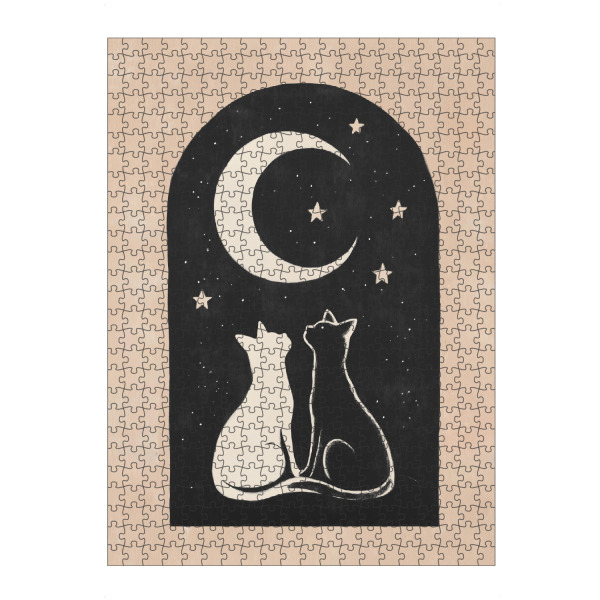 Puzzle Ravensburger "Die Katzen" artboxONE - Tiere,Abstrakt - Katze,Katzen,Minimal,Abstrakt,Abstrakte kunst,Schwarze katze - Bild katze