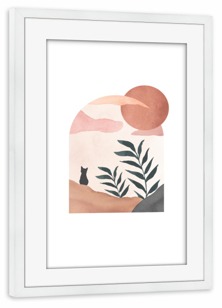 Poster mit Rahmen weiß "Abstrakte geometrische Landschaft" artboxONE - Tiere,Abstrakt,Geometrie