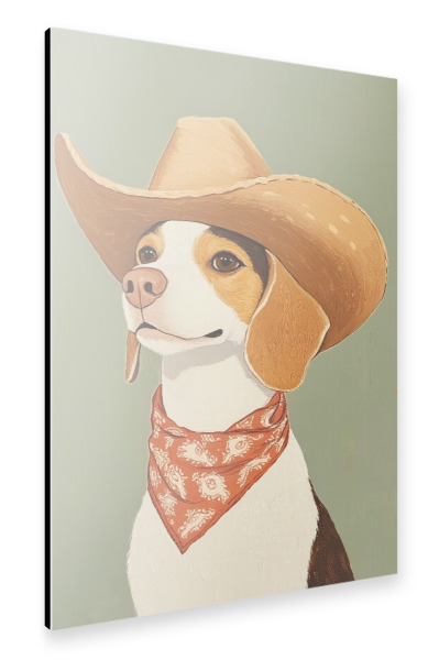 Alu-Dibond "Cowboy-Beagle" 30x20 cm artboxONE