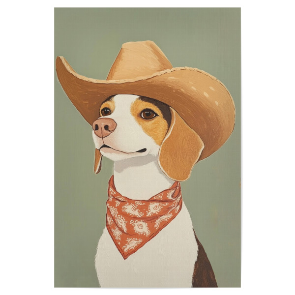 Poster 30x20 cm "Cowboy-Beagle" artboxONE - Tiere,Lustig - Beagle,Cowboy,Hund,Cowboyhut,Cowboys,Tier,Tierporträt