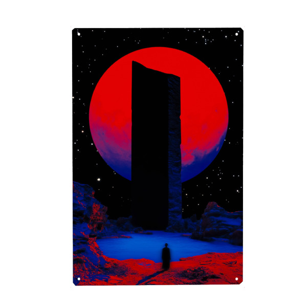 Metall Poster "Kosmische Aura des Roten Mondes" artboxONE - Reise,Galaxy