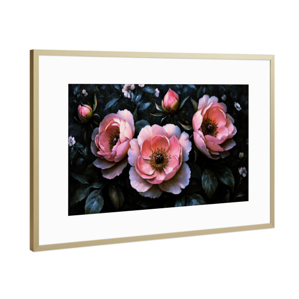 Poster mit Rahmen Gold "Blühende Vintage-Barock-Eleganz" artboxONE - Natur,Floral,Für Mama