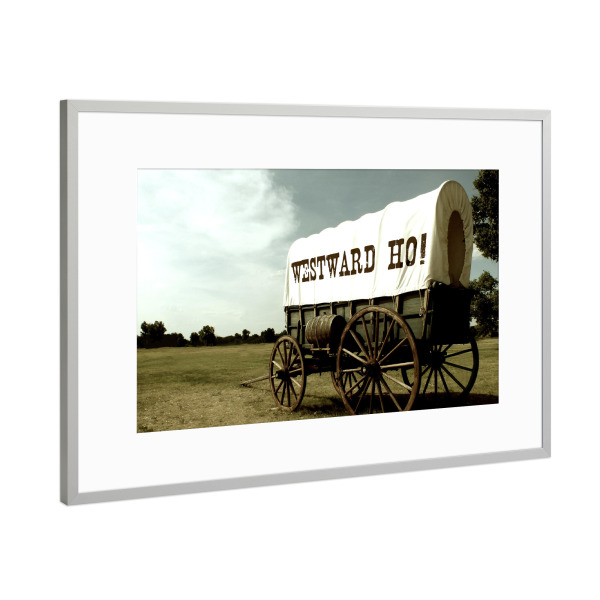 Poster mit Rahmen Silber "Westward Ho" artboxONE - Reise,Reise / Länder