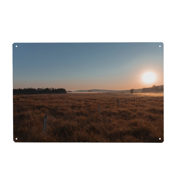 Metall Poster "Morgen Sonne" artboxONE - Natur,Reise,Reise / Länder - Sonnenaufgang,Sonne,Felder,Feld,Reise,Sunrise,Sonnenuntergang,Field