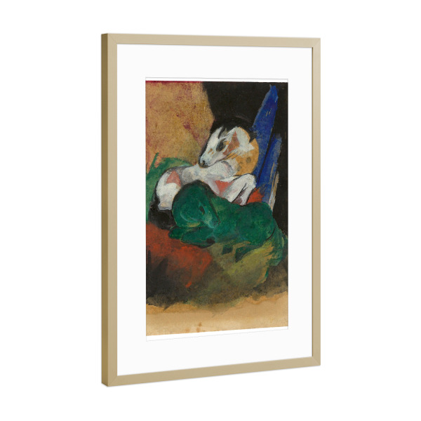 Poster mit Rahmen Gold "F. Marc - grünes & weißes Pferd" artboxONE - Natur,Tiere,Abstrakt