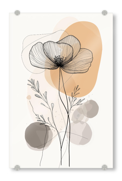 Acrylglasbild "Floraler Minimalismus" artboxONE - Floral,Abstrakt - Floral,Abstrakt,Minimalismus,Blüte,Pflanze,Blume,Lineart,Line,Art,Ki,Ai