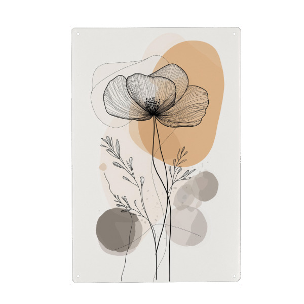 Holzbild "Floraler Minimalismus" artboxONE - Floral,Abstrakt - Floral,Abstrakt,Minimalismus,Blüte,Pflanze,Blume,Lineart,Line,Art,Ki,Ai