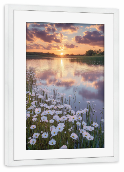 Poster mit Rahmen weiß "Floraler Sonnenuntergang" artboxONE - Natur,Reise,Floral