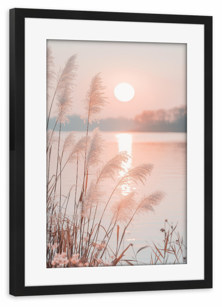 Poster mit Rahmen schwarz "Strandgrass bei Sonnenuntergang" artboxONE - Natur,Floral
