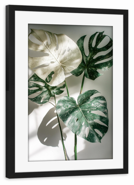 Poster mit Rahmen schwarz "Monstera - Blätter" artboxONE - Natur,Floral - Monstera,Pflanze,Botanisch,Ki,Ai,Floral,Natur