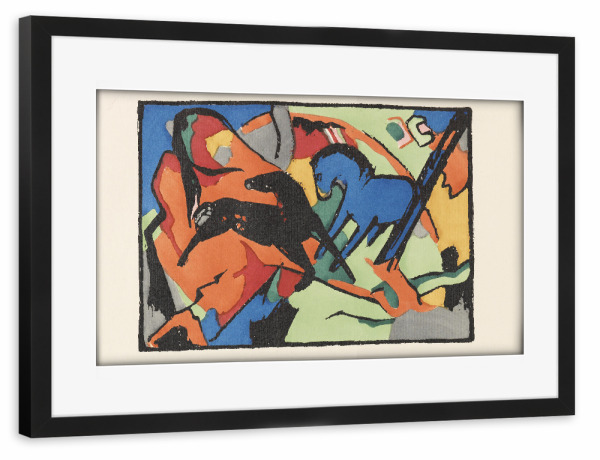 Poster mit Rahmen schwarz "Der blaue Reiter" artboxONE - Natur,Tiere,Abstrakt