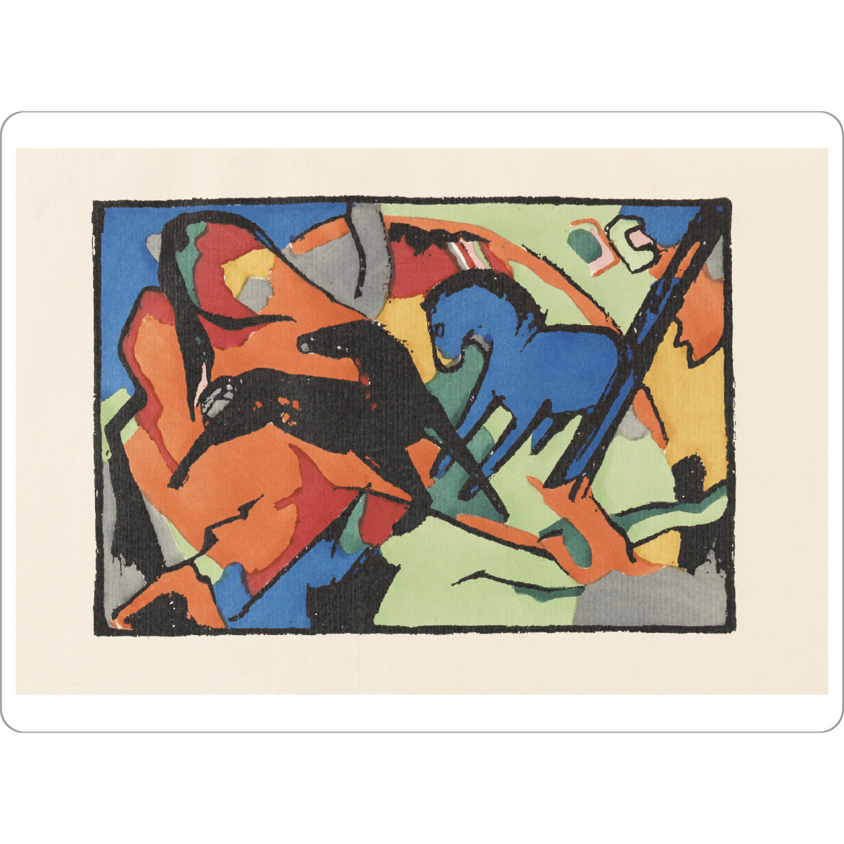 Tischset "Der blaue Reiter" artboxONE - Natur,Tiere,Abstrakt - Franz marc,Der blaue reiter,Kunst,Malerei,Gemälde,Bunt,Abstrakt,Tiere,Natur