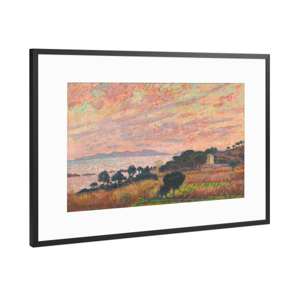 Poster mit Rahmen Schwarz (Metallic) "Die Bucht bei Sonnenuntergang" artboxONE - Natur,Reise