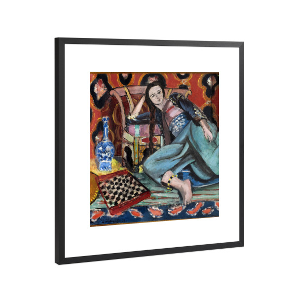 Poster mit Rahmen Schwarz (Metallic) "Odalisque au fauteuil" artboxONE - Menschen,Architektur