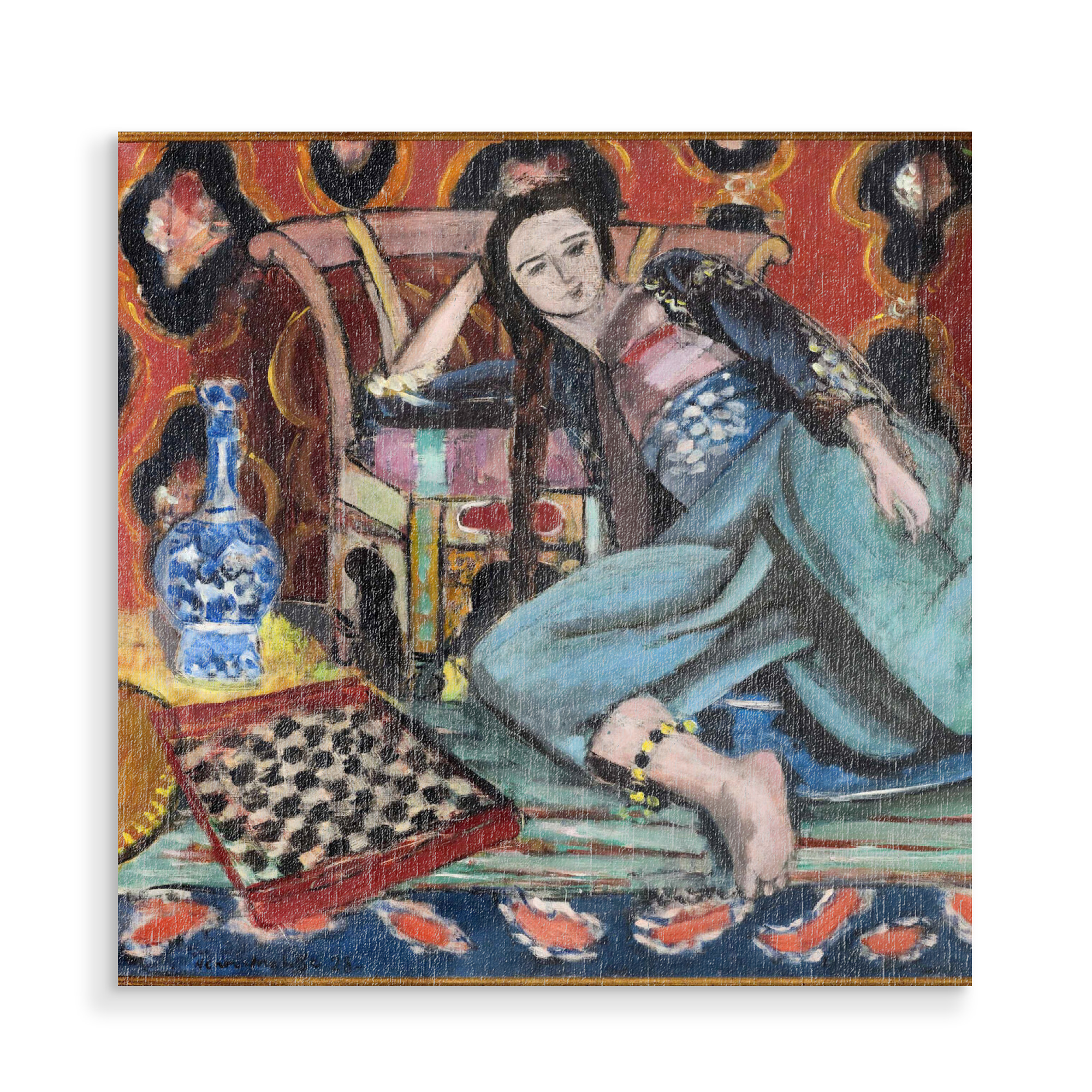 Holzbild "Odalisque au fauteuil" artboxONE - Menschen,Architektur - Henri matisse,Odalisque au fauteuil,Kunst,Malerei,Gemälde,Bunt,Schach,Menschen