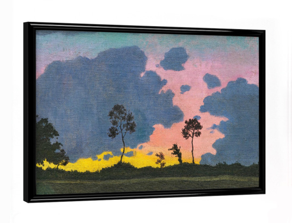 Poster mit schwarzem Rahmen "Sonnenuntergang, blaue Wolken" artboxONE - Natur,Reise
