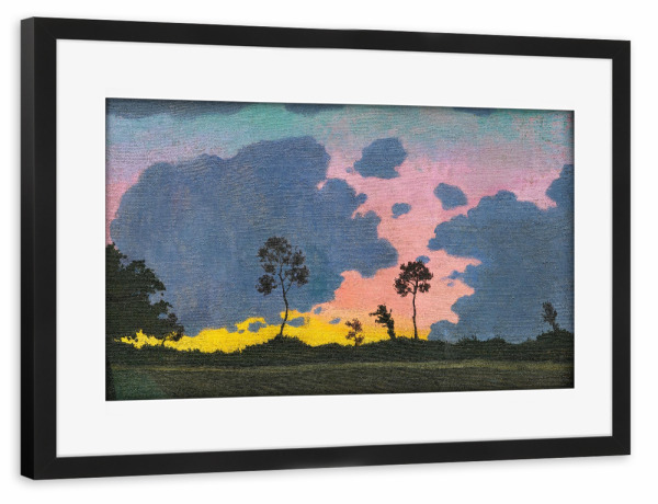 Poster mit Rahmen schwarz "Sonnenuntergang, blaue Wolken" artboxONE - Natur,Reise
