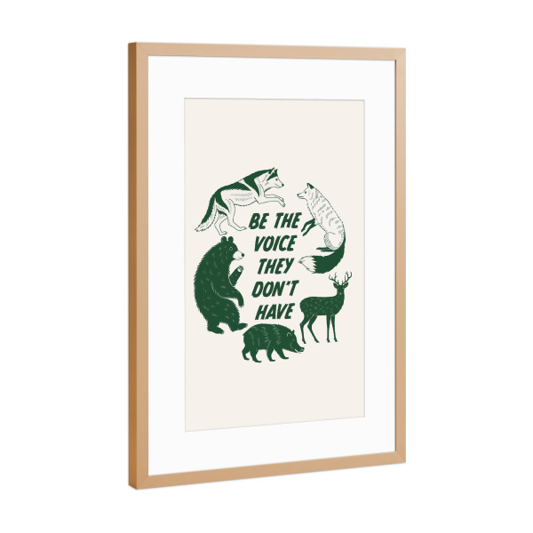 Poster mit Rahmen Kupfer "Sei die Stimme" artboxONE - Typografie,Tiere