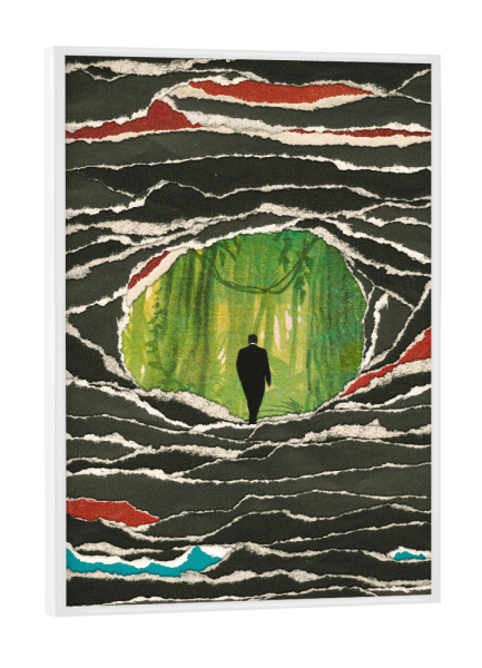 Poster mit weißem Rahmen "Zerfetzte Träume" artboxONE - Natur,Abstrakt - Collage,Vintage,Retro,Analog,Papier,Surreal,Surrealismus,Kreativ,Digital