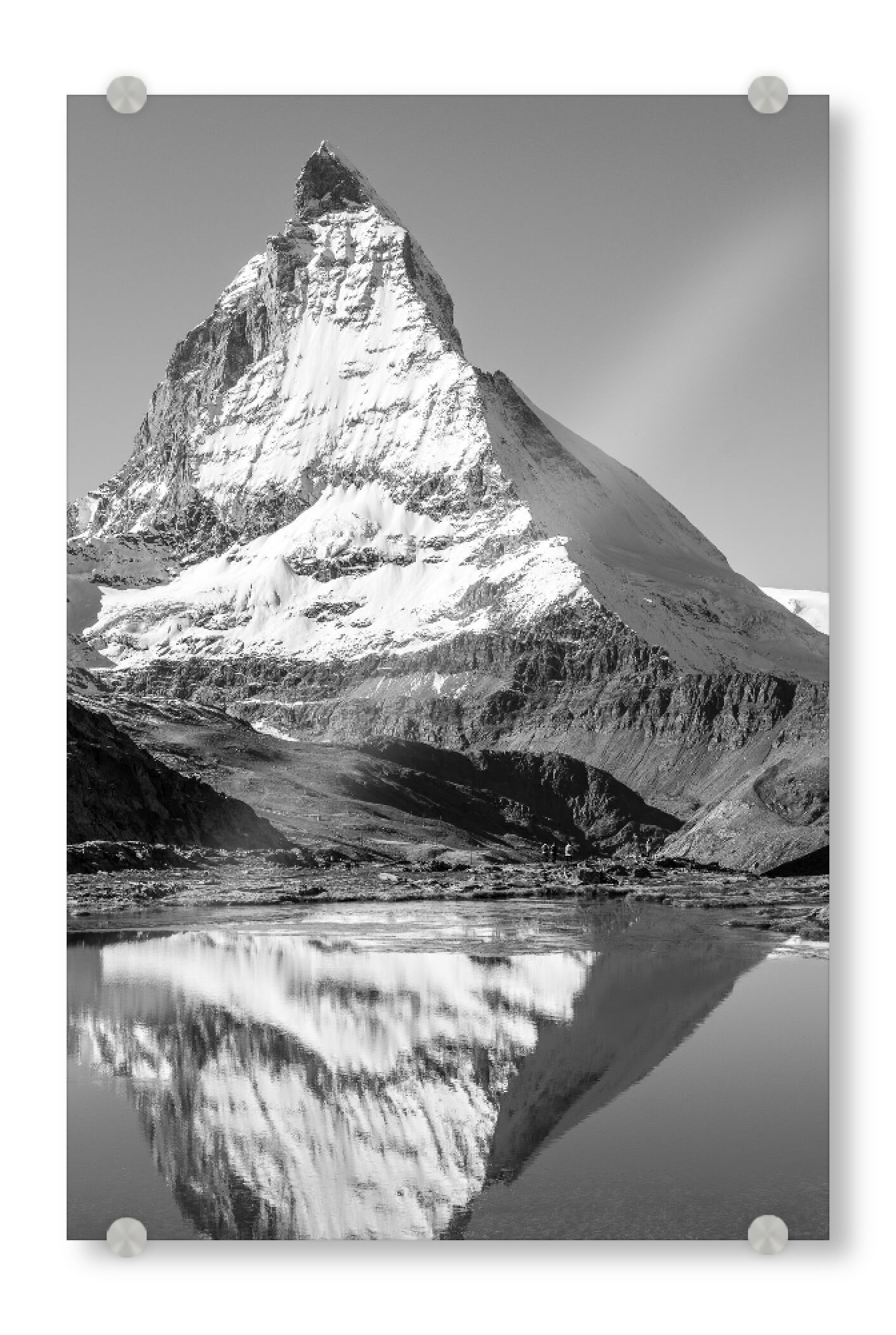 Acrylglasbild "Matterhorn Schweiz" artboxONE - Natur,Reise,Schwarzweiß - Natur,Berge,Schweiz,Landschaft,Reflexion,Matterhorn,Schwarzweiß