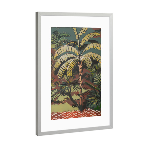 Poster mit Rahmen Silber "Mediterrane Palmenpracht" artboxONE - Natur,Floral,Abstrakt