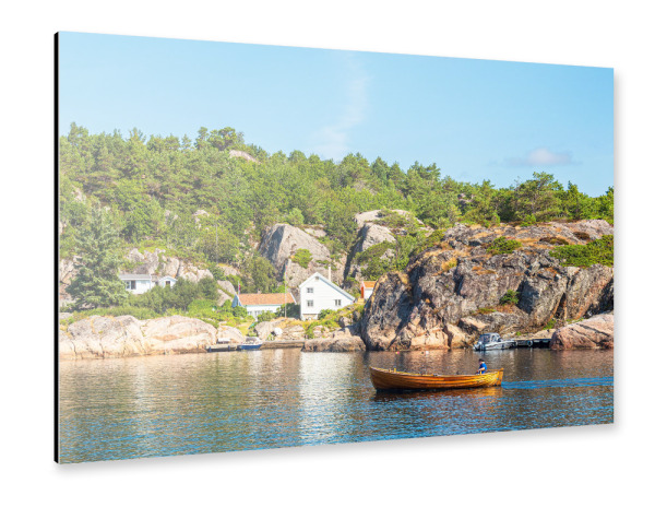 Alu-Dibond "Schäreninsel Monsøya mit Boot" 75x50 cm artboxONE