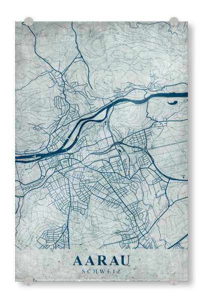 Acrylglasbild "Aarau Vintage Map" artboxONE - Städte / Weitere,Kartografie