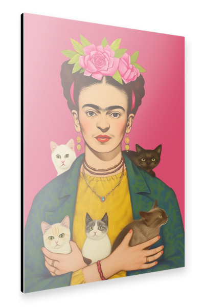 Alu-Dibond "Frida mit Katzen Babys" 30x20 cm artboxONE