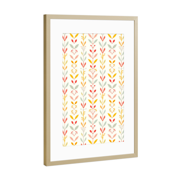Poster mit Rahmen Gold "Gedämpfte Herbststreifen" artboxONE - Floral,Abstrakt