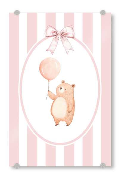 Acrylglasbild "Bär mit rosa Ballon" artboxONE - Für Kinder,Tiere,Für Mama