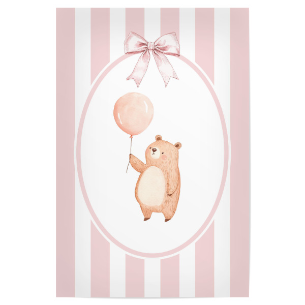 Poster "Bär mit rosa Ballon" artboxONE - Für Kinder,Tiere,Für Mama