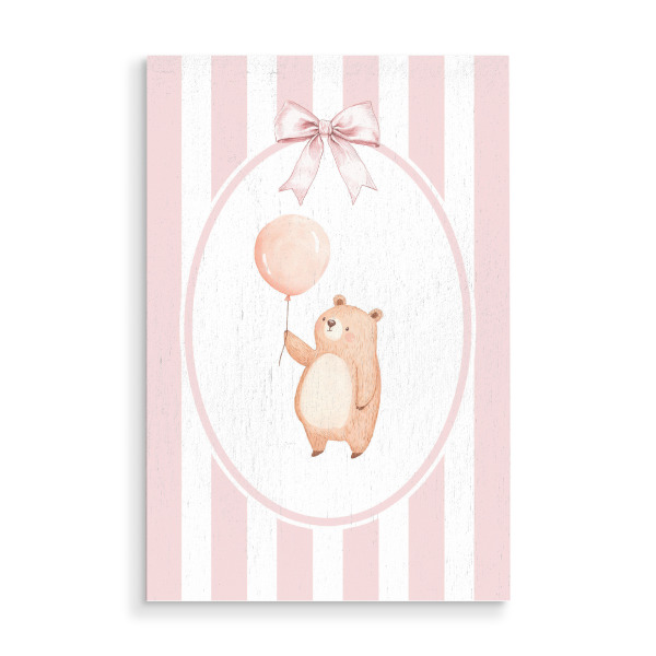 Holzbild "Bär mit rosa Ballon" artboxONE - Für Kinder,Tiere,Für Mama