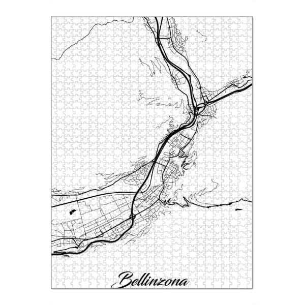 Puzzle Ravensburger "Bellinzona City Map" artboxONE - Schwarzweiß,Städte / Weitere,Kartografie