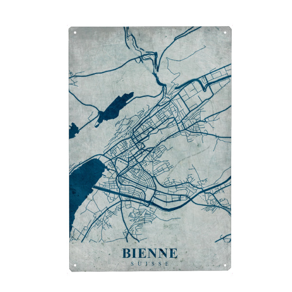 Holzbild "Retro City Biel" artboxONE - Städte / Weitere,Kartografie