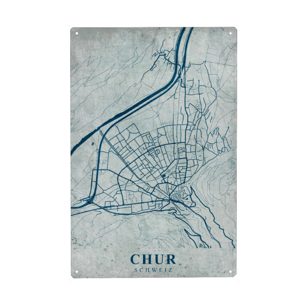 Metall Poster "Chur Vintage" artboxONE - Städte / Weitere,Kartografie