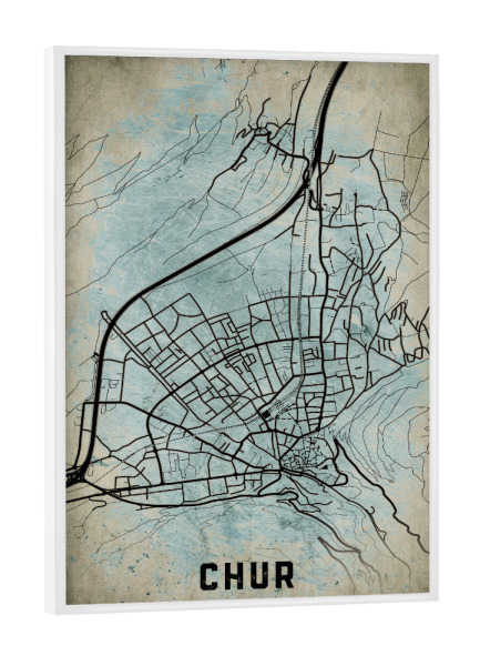 Poster mit weißem Rahmen "Chur Retro City" artboxONE - Städte / Weitere,Kartografie