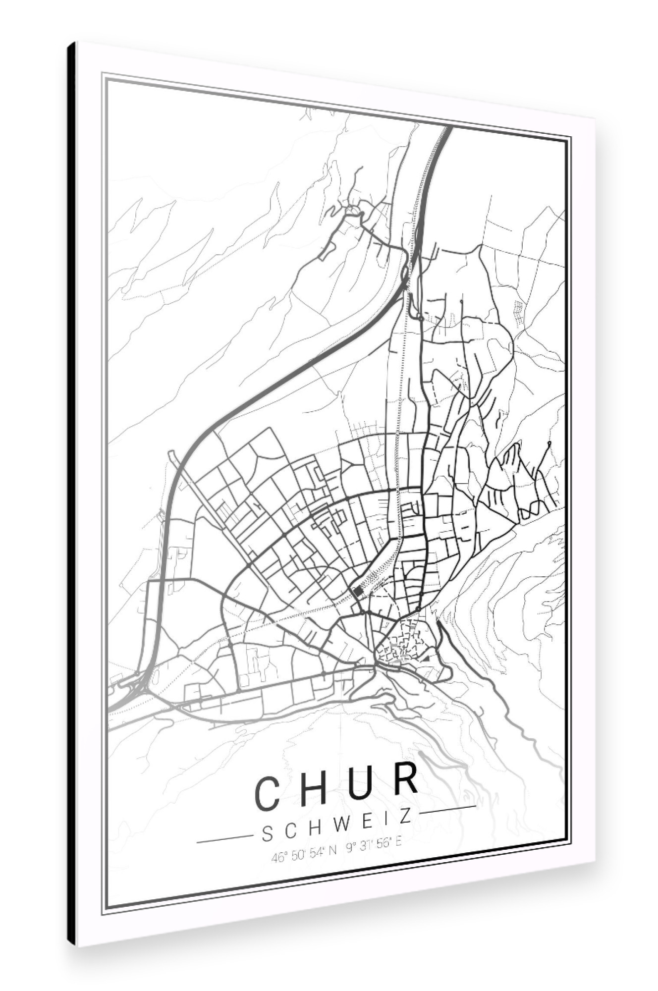 Alu-Dibond "Citymap Chur" 30x20 cm artboxONE