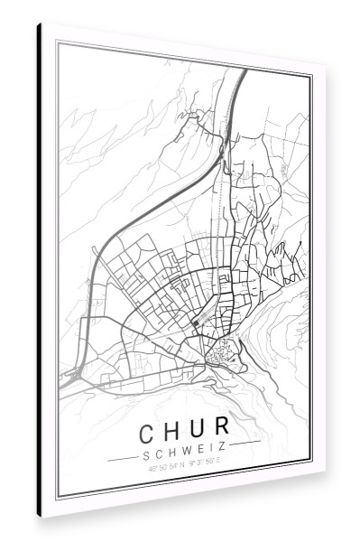 Alu-Dibond "Citymap Chur" 30x20 cm artboxONE