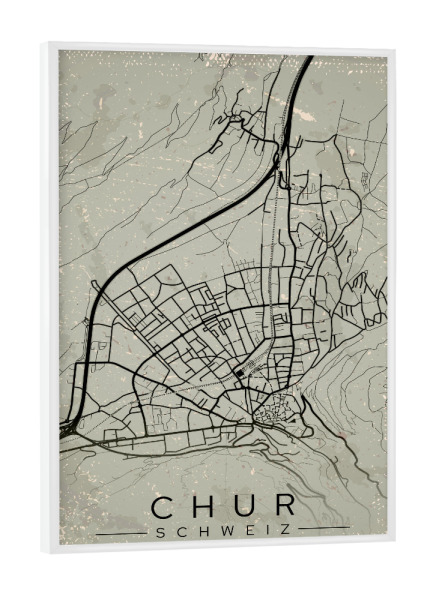 Poster mit weißem Rahmen "Chur Retro Map" artboxONE - Städte / Weitere,Kartografie