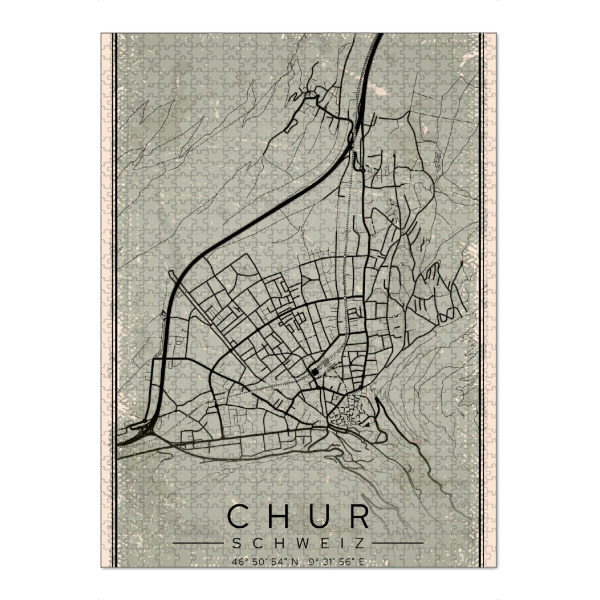 Puzzle Ravensburger "Chur Retro Map" artboxONE - Städte / Weitere,Kartografie